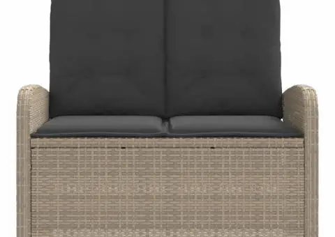 Bancă rabatabilă de grădină cu perne, gri deschis, poliratan - 3/5