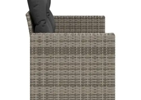 Canapea de grădină cu perne, 2 locuri, gri, poliratan - 5/5