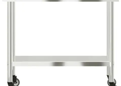 Masă de lucru bucătărie cu roți, 110x55x85 cm, oțel inoxidabil - 5/5