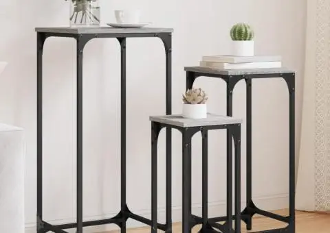 Măsuțe laterale suprapuse, 3 buc, gri sonoma, lemn prelucrat - 1/5