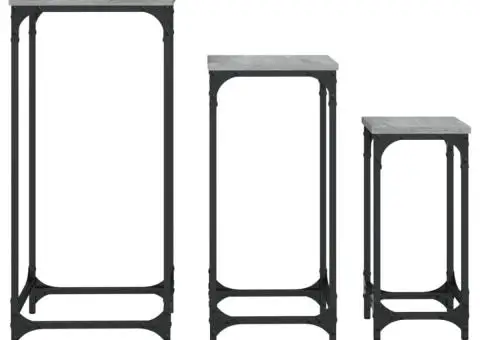 Măsuțe laterale suprapuse, 3 buc, gri sonoma, lemn prelucrat - 5/5