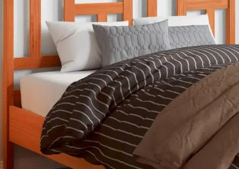 Tăblie de pat, maro ceruit, 135 cm, lemn masiv de pin - 1/5