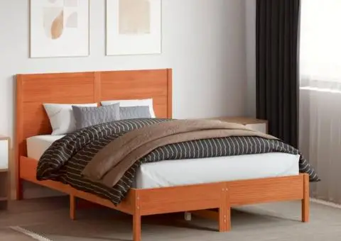 Tăblie de pat, maro ceruit, 135 cm, lemn masiv de pin - 3/5