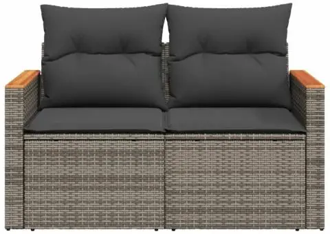Canapea de grădină cu perne, 2 locuri, gri, poliratan - 5/5