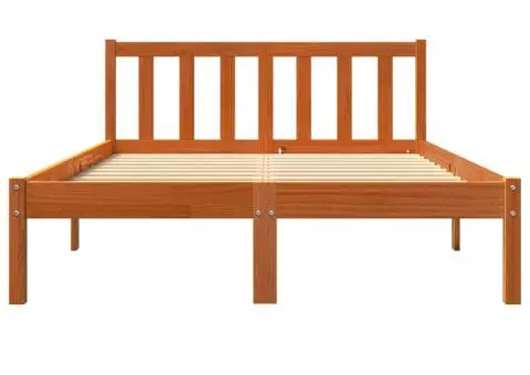 Cadru pat fără saltea, maro ceruit, 135x190 cm, lemn masiv pin - 4/5