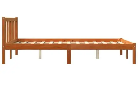 Cadru pat fără saltea, maro ceruit, 135x190 cm, lemn masiv pin - 5/5