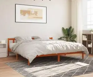 vidaXL Cadru de pat fără saltea, maro ceruit 180x200 cm lemn masiv pin