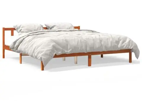 Cadru de pat fără saltea, maro ceruit 180x200 cm lemn masiv pin - 2/5