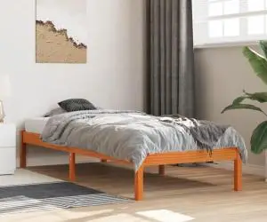 vidaXL Cadru pat fără saltea, maro ceruit, 75x190 cm, lemn masiv pin