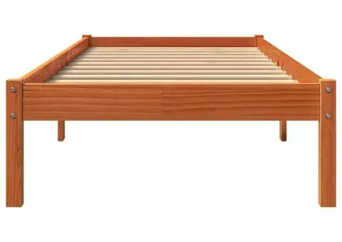 Cadru pat fără saltea, maro ceruit, 75x190 cm, lemn masiv pin - 4/5