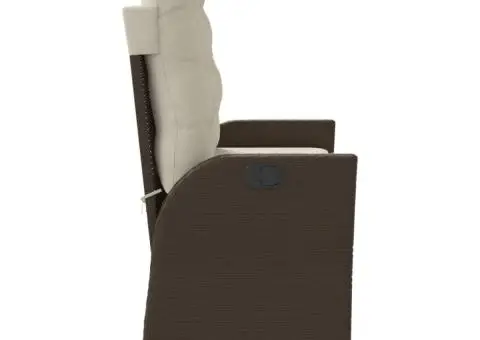 Bancă de grădină rabatabilă cu perne, maro, poliratan - 4/5