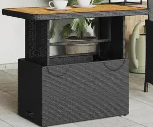 vidaXL Masă de grădină, negru, 90x55x71 cm, poliratan și lemn acacia