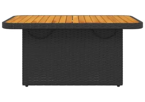 Masă de grădină, negru, 90x55x71 cm, poliratan și lemn acacia - 5/5
