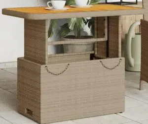 vidaXL Masă de grădină, bej, 90x55x71 cm, poliratan și lemn de acacia