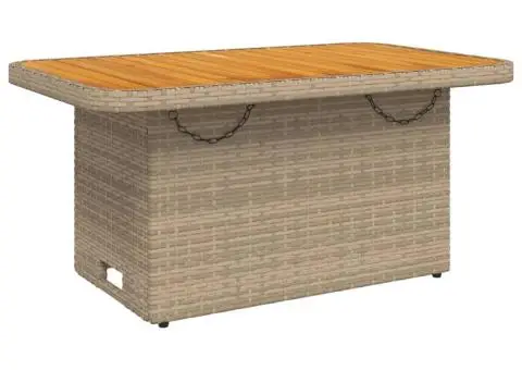 Masă de grădină, bej, 90x55x71 cm, poliratan și lemn de acacia - 2/5