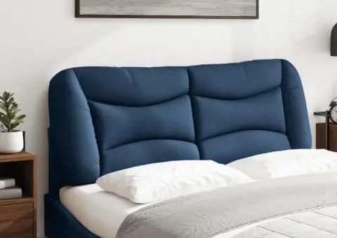 Pernă pentru tăblie de pat, albastru, 120 cm, material textil - 3/5