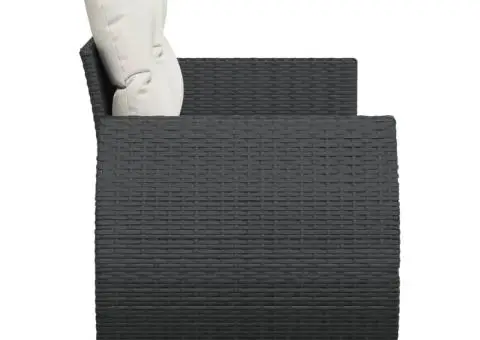 Canapea de grădină cu perne, 2 locuri, negru, poliratan - 5/5