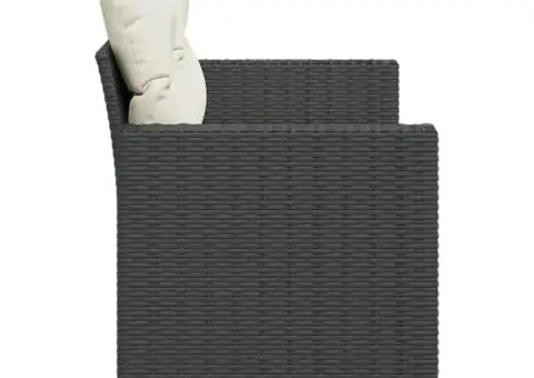 Canapea de grădină cu perne, 2 locuri, negru, poliratan - 5/5