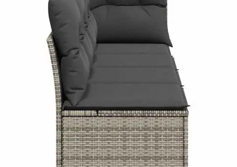 Canapea de grădină cu perne, 4 locuri, gri, poliratan - 5/5