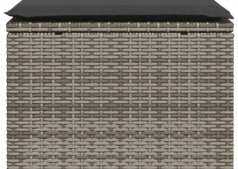 Taburet de grădină cu pernă, gri, 55x55x37 cm, poliratan - 4/5