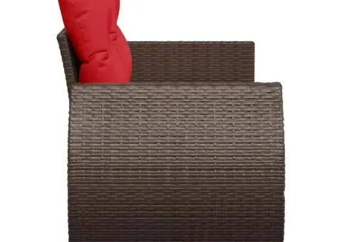 Canapea de grădină cu 2 locuri, maro, din poliratan, cu perne - 5/5