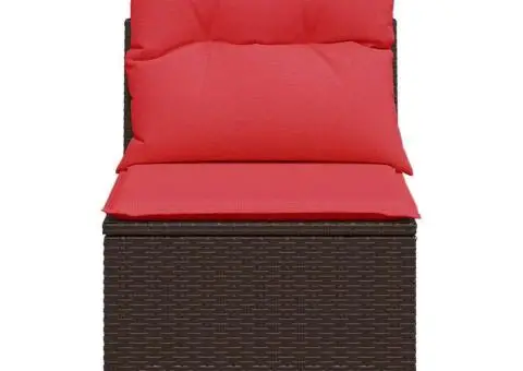 Canapea de grădină fără brațe cu perne, maro, din poliratan - 4/5