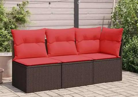 Canapea de grădină de colț cu perne, maro, din poliratan - 1/5