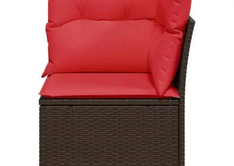 Canapea de grădină de colț cu perne, maro, din poliratan - 4/5