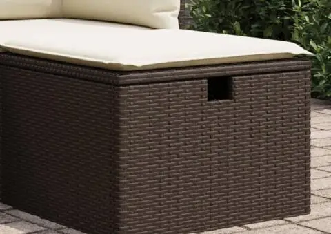 Taburet de grădină cu pernă, maro, 55x55x37 cm, poliratan - 1/5