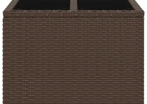 Masă de grădină, blat din sticlă, maro, 55x55x37 cm, poliratan - 4/5