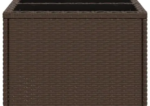 Masă de grădină, blat din sticlă, maro, 55x55x37 cm, poliratan - 5/5