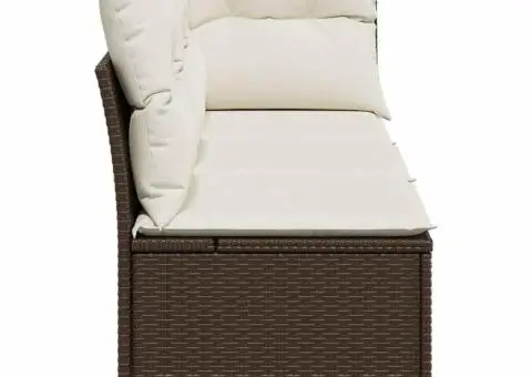 Canapea de grădină cu perne, 3 locuri, maro, poliratan - 5/5