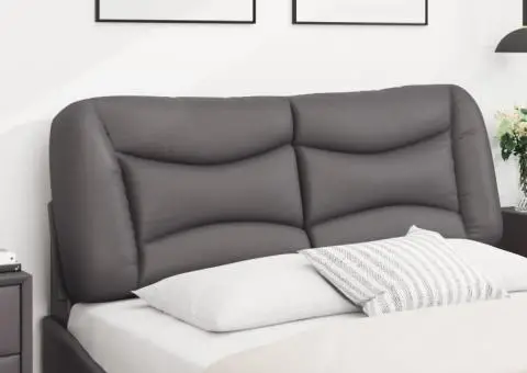 Pernă pentru tăblie pat, gri, 140 cm, piele artificială - 3/5