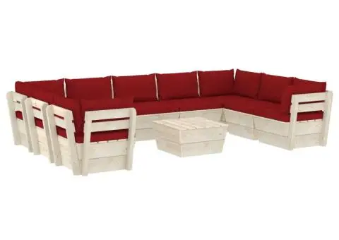 Set mobilier grădină paleți, 10 piese, cu perne, lemn de molid - 2/5