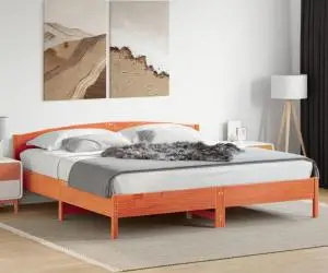 vidaXL Cadru de pat fără saltea, maro ceruit 200x200 cm lemn masiv pin