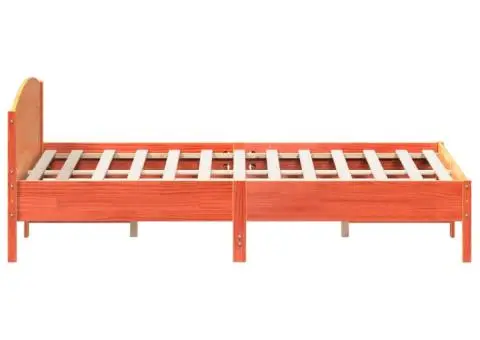 Cadru de pat fără saltea, maro ceruit 200x200 cm lemn masiv pin - 5/5