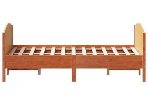 Cadru pat fără saltea, maro ceruit, 135x190 cm, lemn masiv pin - 5/5