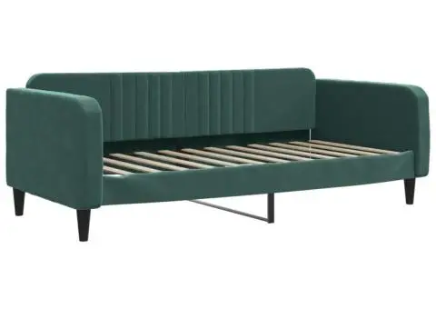 Pat de zi cu extensie și saltele verde închis 90x200 cm catifea - 4/5