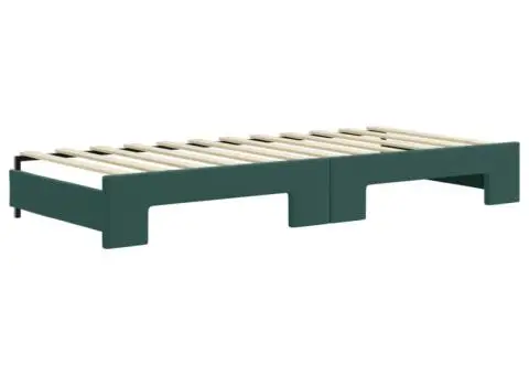 Pat de zi cu extensie și saltele verde închis 90x200 cm catifea - 5/5