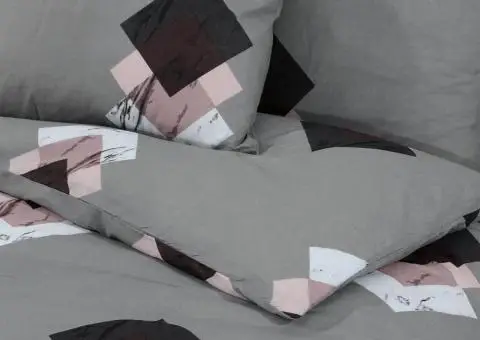 Set cu husă de pilotă, gri, 135x200 cm, bumbac - 5/5