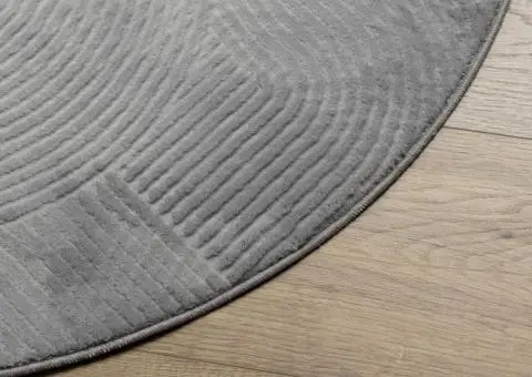 Covor "IZA" aspect scandinav, cu fire scurte, gri, Ø 100 cm - 4/5