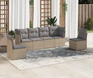 vidaXL Set canapele de grădină cu perne, 6 piese, bej, poliratan