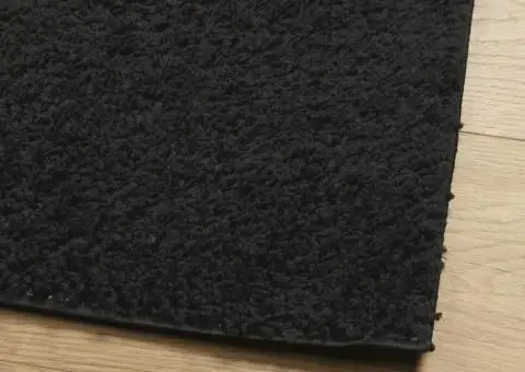 Covor pufos "PAMPLONA" cu fire înalte, negru modern, 80x150 cm - 4/5