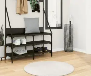 vidaXL Covor "IZA" aspect scandinav, cu fire scurte, crem, Ø 80 cm
