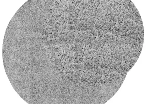 Covor pufos "PAMPLONA" cu fire înalte, gri modern, Ø 120 cm - 3/5