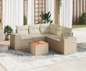 vidaXL Set canapele de grădină cu perne, 6 piese, bej, poliratan