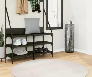 vidaXL Covor "IZA" aspect scandinav, cu fire scurte, crem, Ø 120 cm