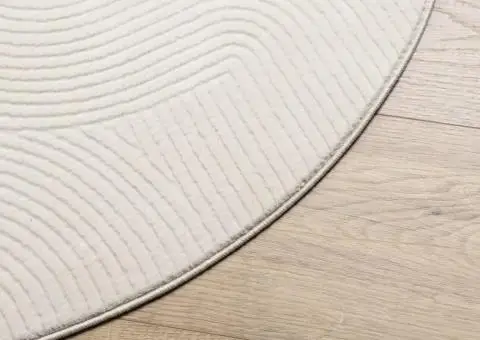 Covor "IZA" aspect scandinav, cu fire scurte, crem, Ø 120 cm - 4/5