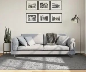 vidaXL Covor pufos "PAMPLONA" cu fire înalte, gri modern, 160x230 cm