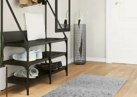 Covor pufos "PAMPLONA" cu fire înalte, gri modern, 60x110 cm - 1/5